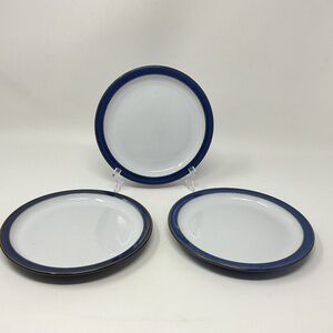 3 Denby Imperial Blue Stoneware Side Bread Plates